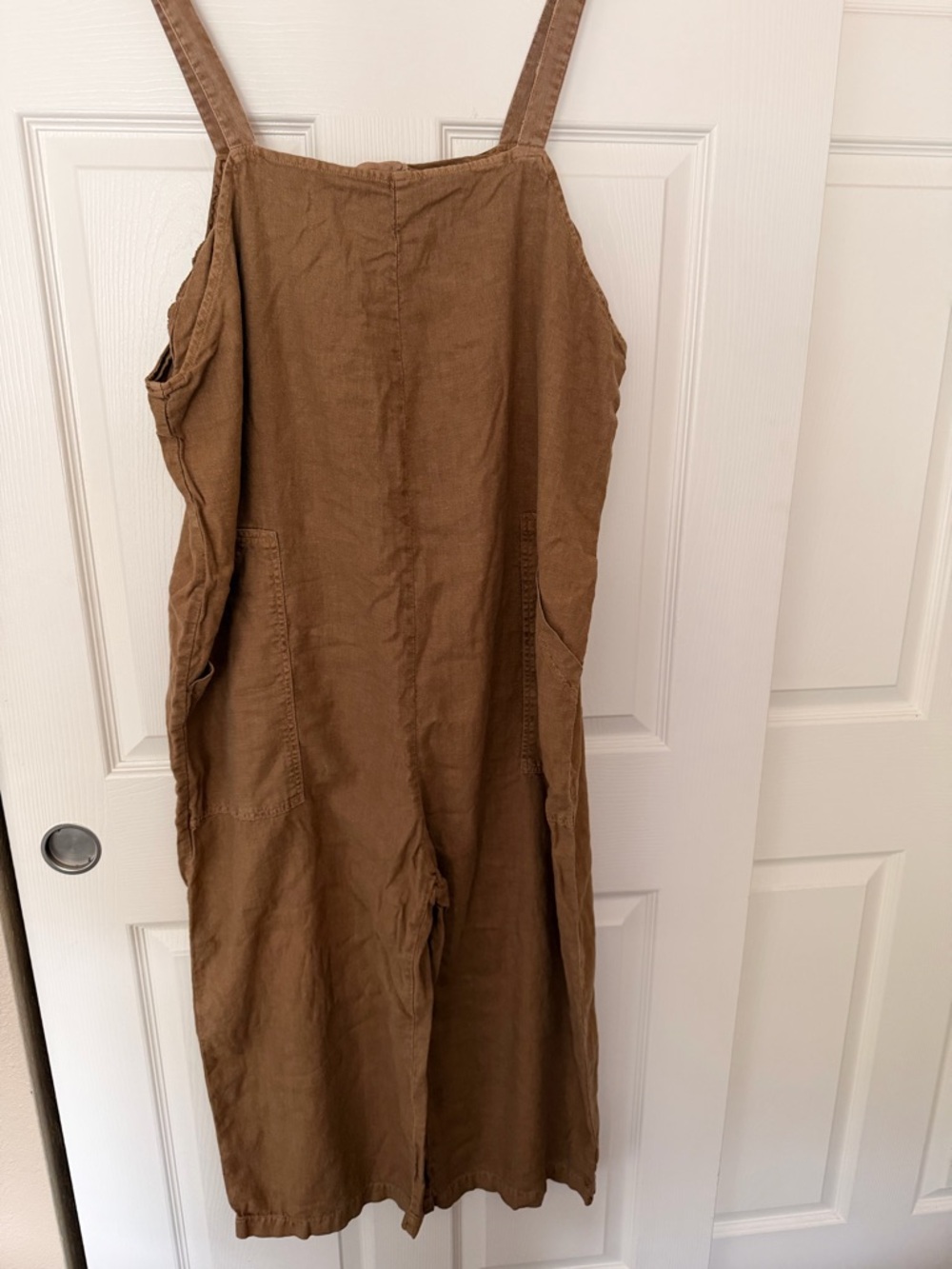 Universal Thread Cotton-Look Tan Wide-Leg Jumpsuit - Picture 3 of 6